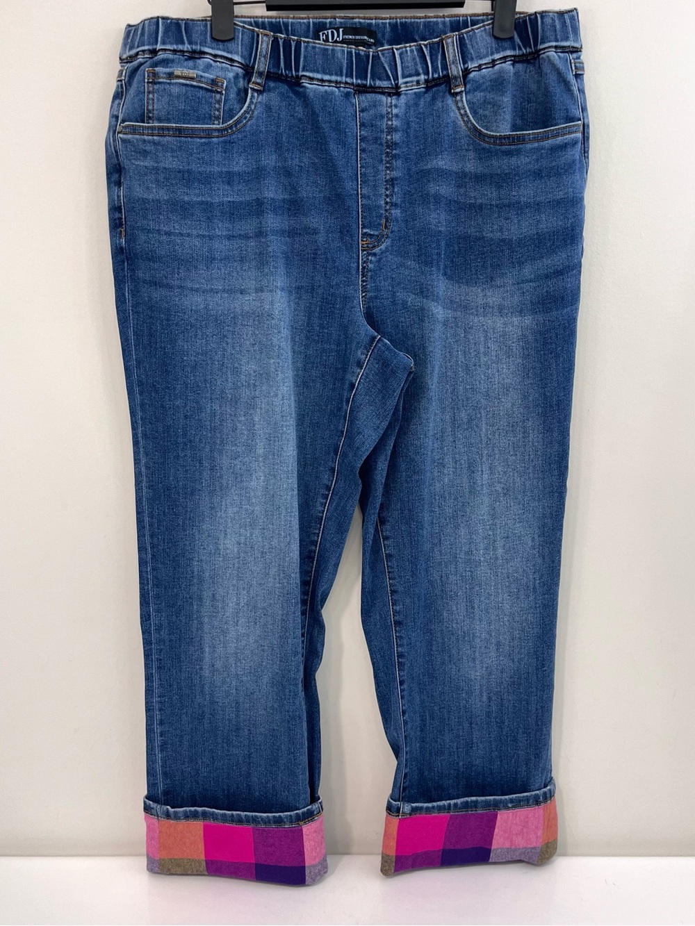 French Dressing Jeans Plaid Cuff Size 16